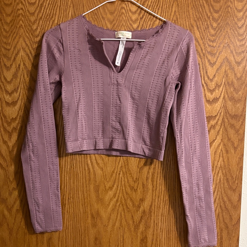 Altar'd State Mauve Long Sleeve Crop Top